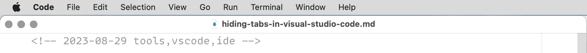 No tabs in Visual Studio Code
